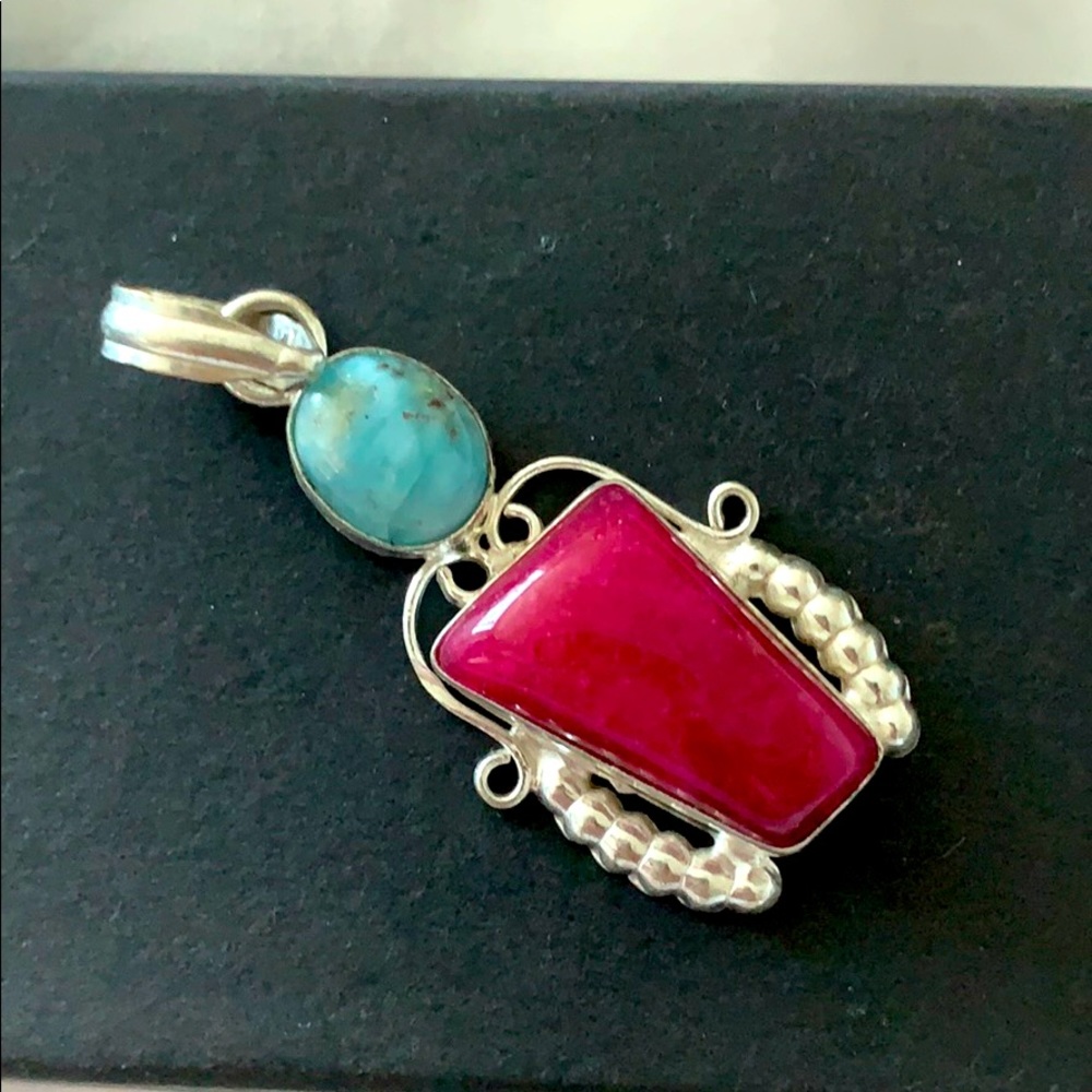 ♥️🪬Silver pendant with natural stones